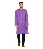 Purple Cotton Blend Kurta