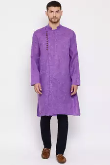 Purple Cotton Blend Kurta