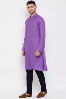 Purple Cotton Blend Kurta