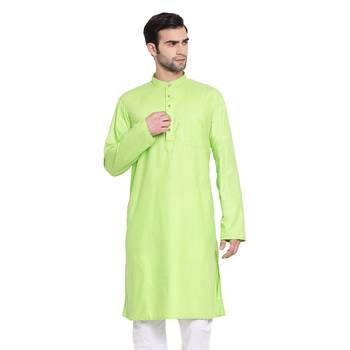 Green plain blended cotton men-kurtas 1