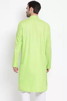 Green plain blended cotton men-kurtas