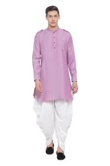 Purple Woven Blended Cotton Dhoti-Kurta