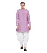 Purple Woven Blended Cotton Dhoti-Kurta