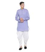 Blue Woven Blended Cotton Dhoti-Kurta