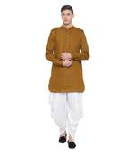 Brown Woven Blended Cotton Dhoti-Kurta