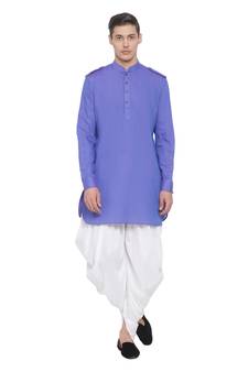 Purple Woven Blended Cotton Dhoti-Kurta