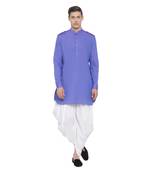 Purple Woven Blended Cotton Dhoti-Kurta
