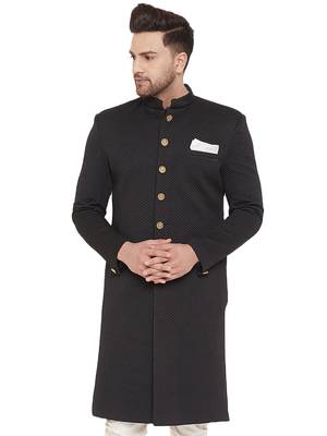Black woven silk blend men-kurtas 1