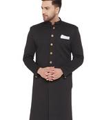 Black woven silk blend men-kurtas
