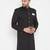 Black woven silk blend men-kurtas