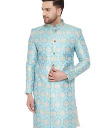 Men'S Aqua Silk Blend Sherwani Only Top