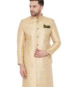 Men'S Gold Silk Blend Sherwani Only Top