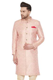 Men'S Pink Silk Blend Sherwani Only Top
