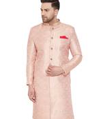 Men'S Pink Silk Blend Sherwani Only Top