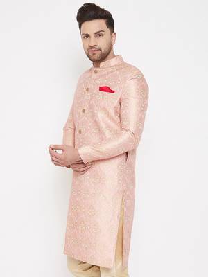 Men'S Pink Silk Blend Sherwani Only Top 3