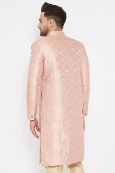 Men'S Pink Silk Blend Sherwani Only Top