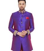 Purple woven silk blend men-kurtas