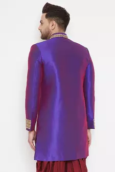 Purple woven silk blend men-kurtas
