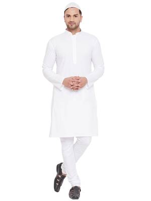 White Plain Cotton Kurta-Pajama 1