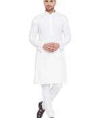 White Plain Cotton Kurta-Pajama