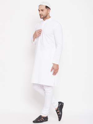 White Plain Cotton Kurta-Pajama 3