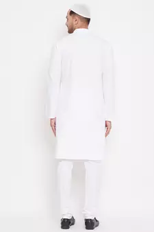 White Plain Cotton Kurta-Pajama