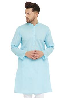 Blue Woven Blended Cotton Men-Kurtas