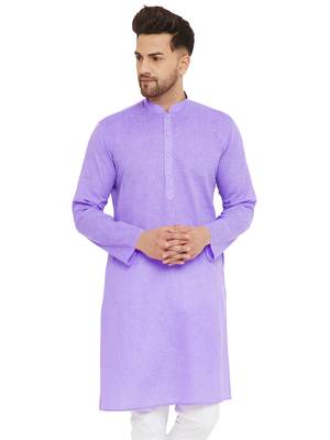 Purple Woven Blended Cotton Men-Kurtas 1