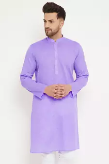 Purple Woven Blended Cotton Men-Kurtas