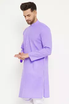 Purple Woven Blended Cotton Men-Kurtas