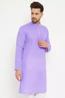 Purple Woven Blended Cotton Men-Kurtas