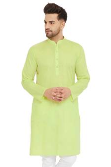 Green Woven Blended Cotton Men-Kurtas