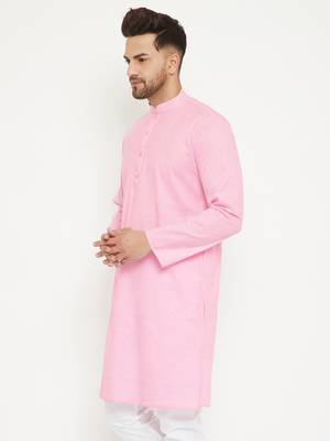 Pink Woven Blended Cotton Men-Kurtas 3