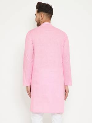 Pink Woven Blended Cotton Men-Kurtas 5