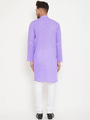 Purple Woven Blended Cotton Kurta-Pajama 4