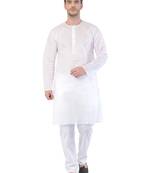 White Cotton Addi Kurta Pyjama Set