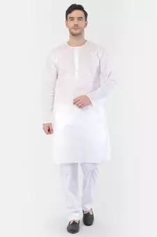 White Cotton Addi Kurta Pyjama Set