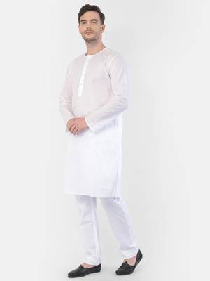 White Cotton Addi Kurta Pyjama Set 3