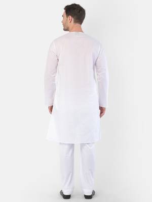 White Cotton Addi Kurta Pyjama Set 4