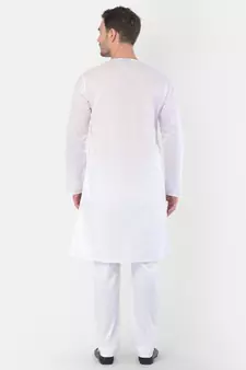 White Cotton Addi Kurta Pyjama Set