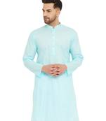 Blue Plain Cotton Men-Kurtas