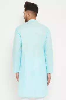 Blue Plain Cotton Men-Kurtas