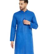 Blue Plain Cotton Men-Kurtas