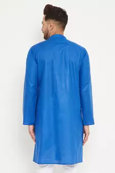 Blue Plain Cotton Men-Kurtas