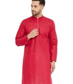 Maroon Plain Cotton Men-Kurtas
