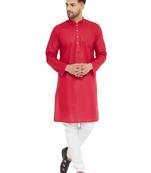 Maroon Plain Cotton Kurta-Pajama