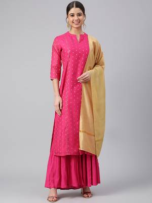 Pink woven chanderi silk salwar 1