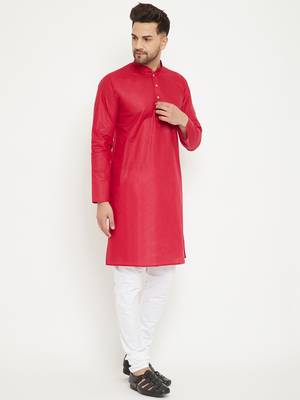 Maroon Plain Cotton Kurta-Pajama 3