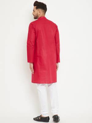 Maroon Plain Cotton Kurta-Pajama 4