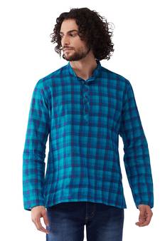 Men'S Blue Pure Cotton Kurta